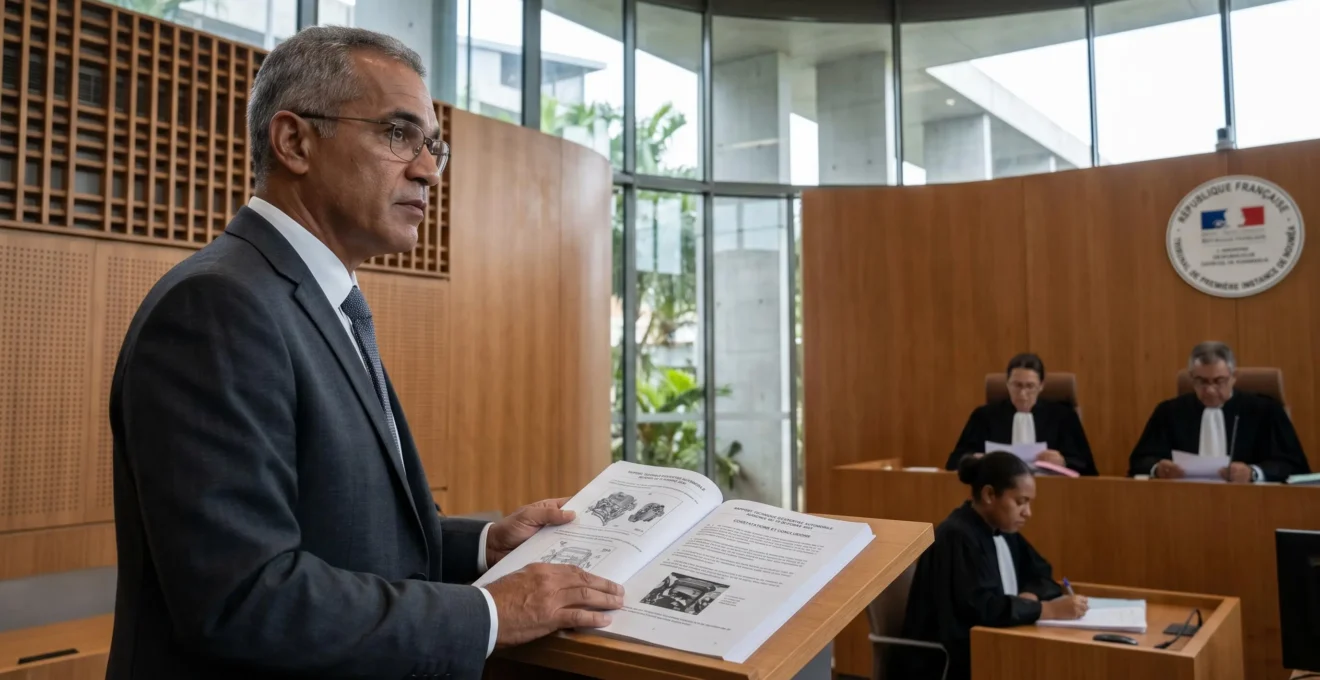 Expert automobile présentant son rapport technique lors d'une audience au tribunal de Nouméa